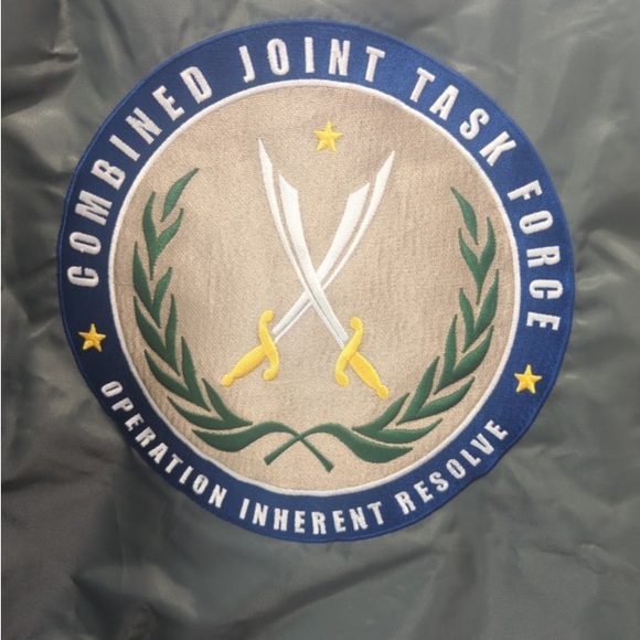 Military Green Bomber Jacket Operation Inherent Resolve Task Force Coat Men SML - Picture 9 of 9